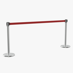 Stanchion Belt Barriers Red 3D