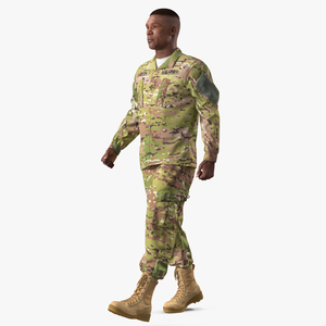 3D US Soldier Camouflage Walking Fur model