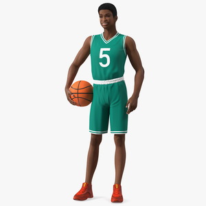 3D Light Skin Teenager Basketball Player Standing Pose