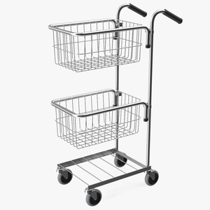 3D Chrome Mini Trolley with Two Baskets