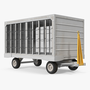 Airport Closed Baggage Trailer Rigged 3D