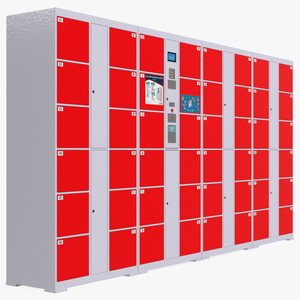 3D Supermarket Smart Locker Red model