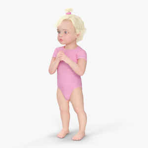 3D Toddler Girl in Bodysuit Standing model