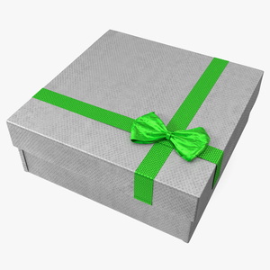 Wrapped Gift Box with Shiny Ribbon 3D model