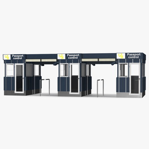 3D model Airport Border Control Counter Blue