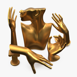 Jewelry Stand Set Golden 3D model