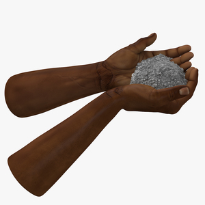 3D Afro American Hands Holding Ashes model