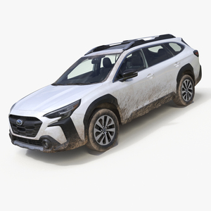 3D White Subaru Outback 2025 Dirty