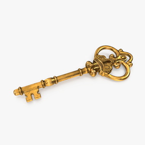 3D Decorative Skeleton Key Gold model