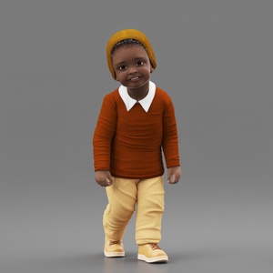 Little Black Boy Everyday Autumn Clothes Rigged 3D