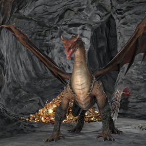 3D Dragon Guarding Treasures in Cave model