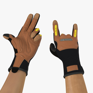 3D Hands in Safety Leather Neoprene Gloves Rigged