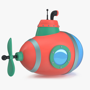 Cartoon Style Submarine Red 3D