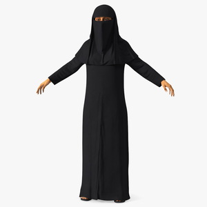 Traditional Islamic Female Attire with Niqab 3D model