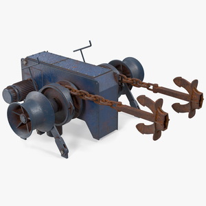 3D Rusty Marine Anchor Windlass model