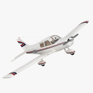 Private Propeller Aircraft Piper PA-28 Cherokee Rigged 3D model