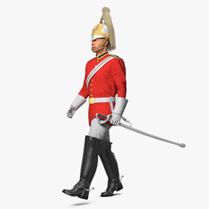 3D model British Royal Lifeguard Walking Pose with Fur