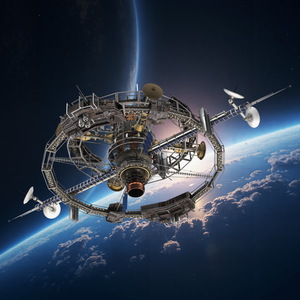 3D Steampunk Space Station model