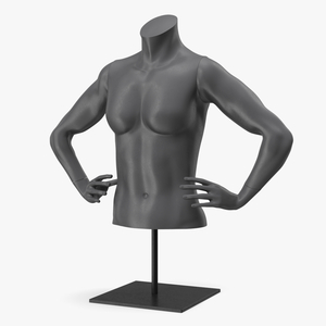 3D model Female Torso Sports Mannequin Black