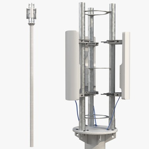 3D Base Station 5G Mobile Network Antenna on Post