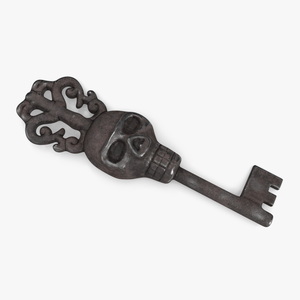 Ornate Skull Gothic Key Steel 3D model