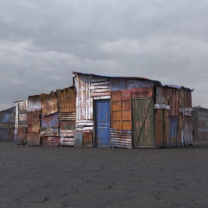 3D Multi Level Corrugated Shack model