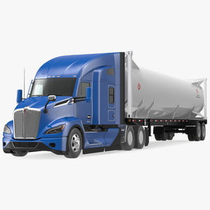 3D model Kenworth Truck with LNG Semi Trailer Gas Tank