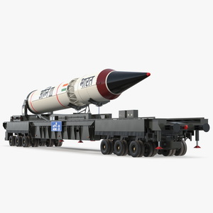 3D Agni III Indian Ballistic Missile with Trailer