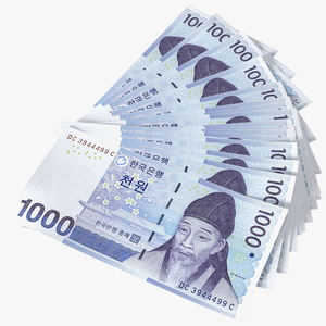 3D Fan of South Korean 1000 Won Banknotes model