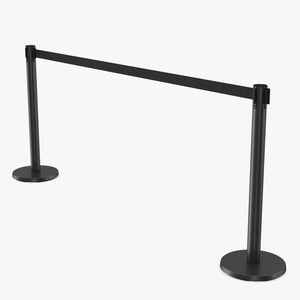 3D Black Stanchion with Black Retractable Belt model