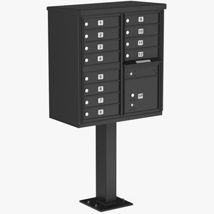 3D model Black Twelve Door Parcel Cluster Mailbox