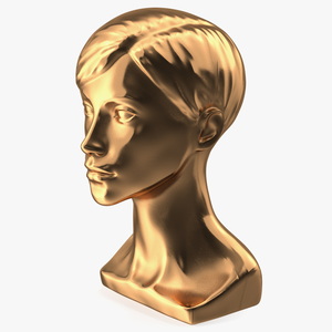 Golden Woman Mannequin Head with Hair 3D