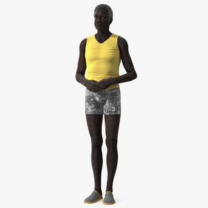 Afro American Man in Nightwear Standing 3D model