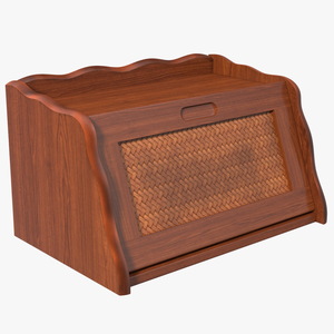 3D Wooden Bread Box with Rattan model