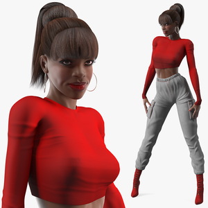 3D Dark Skin City Style Woman