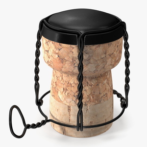 Champagne Bottle Cork with Wire Upright 3D model