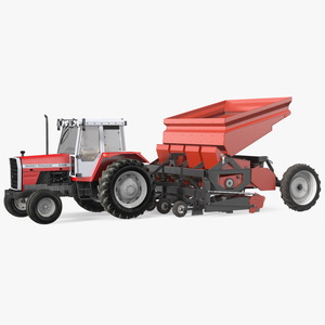 Vintage Tractor Ferguson With Potato Planter 3D model