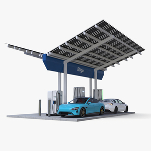 EVgo Fast Charging Station and Electric Cars 3D model