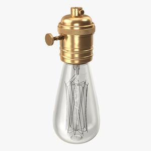 Vintage Bronze Lamp Holder with Light Bulb 3D