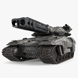 Futuristic Battle Tank with Damage 3D model