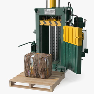 3D Bailing Machine Green with Cardboard Briquette