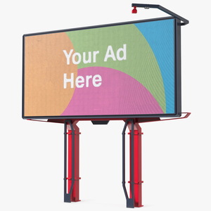 Digital Billboard 6x3 on Two Poles 3D model