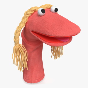 Sock Puppet Character Pink Girl Smiling Pose 3D model