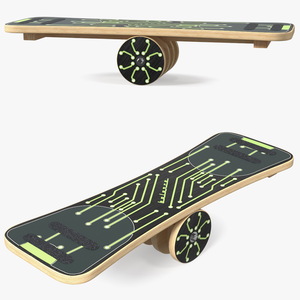 3D Wooden Balance Board with Roller Green model