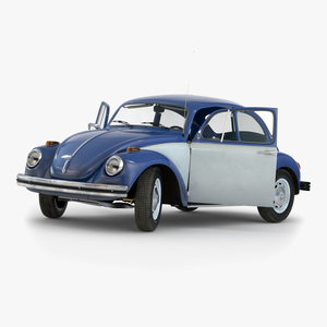 3D Volkswagen Beetle 1966 Rigged Blue 2