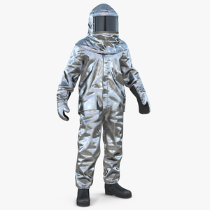 3D Firefighter Wearing Aluminium Fire Suit Standing Pose model