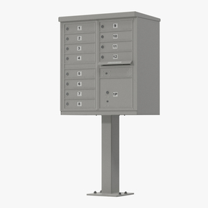 Grey Twelve Door Parcel Cluster Mailbox 3D model