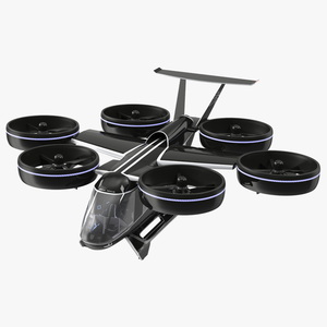 Electric Flying Taxi Bell Nexus Lights On Rigged for Cinema 4D 3D