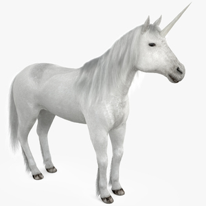 White Unicorn with Fur 3D