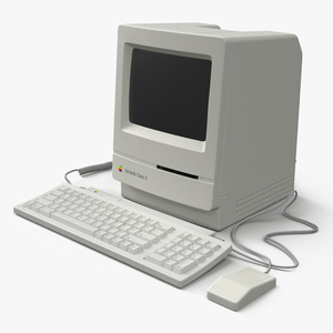 Vintage Apple Macintosh Classic II Computer with Mouse and Keyboard 3D